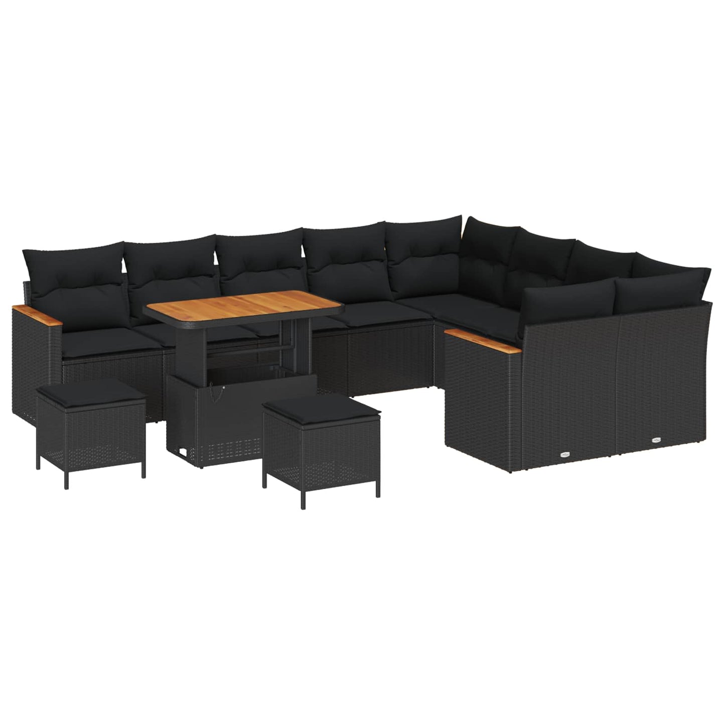 Set Divano da Giardino 12 pcs Nero Rattan in Polipropilene | homemem39