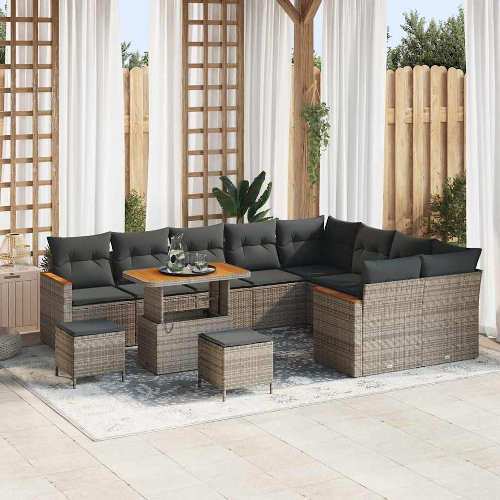 Set Divano da Giardino 12 pcs Grigio Rattan in Polipropilene | homemem39