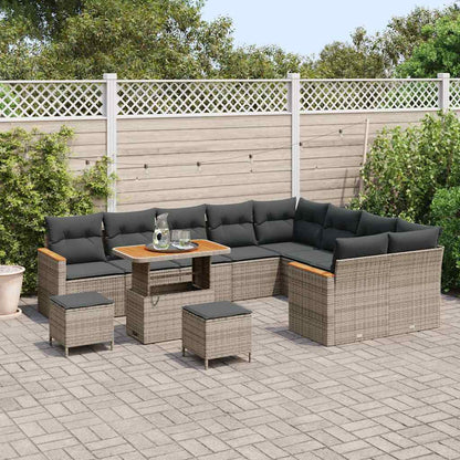 Set Divano da Giardino 12 pcs Grigio Rattan in Polipropilene | homemem39