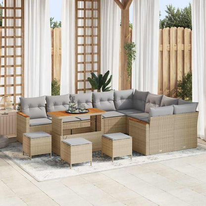 Set Divano da Giardino 13 pcs Beige Rattan in Polipropilene | homemem39