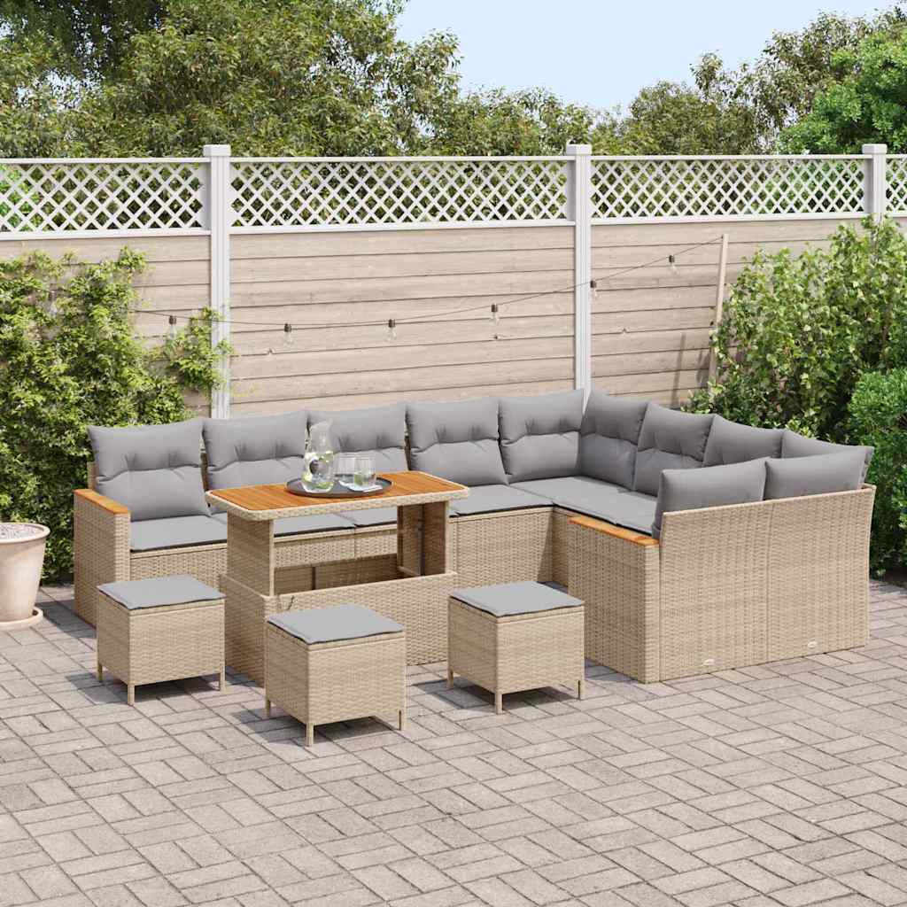 Set Divano da Giardino 13 pcs Beige Rattan in Polipropilene | homemem39
