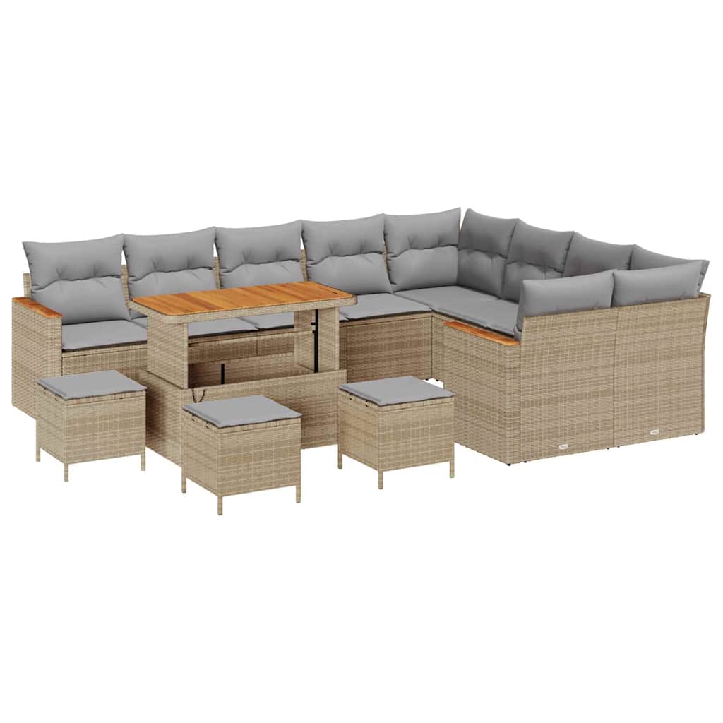 Set Divano da Giardino 13 pcs Beige Rattan in Polipropilene | homemem39