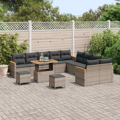 Set Divano da Giardino con cuscino 13 pcs Grigio polyrattan | homemem39
