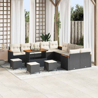 Set Divano da Giardino 18 pcs Nero e Crema polyrattan | homemem39