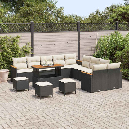 Set Divano da Giardino 18 pcs Nero e Crema polyrattan | homemem39