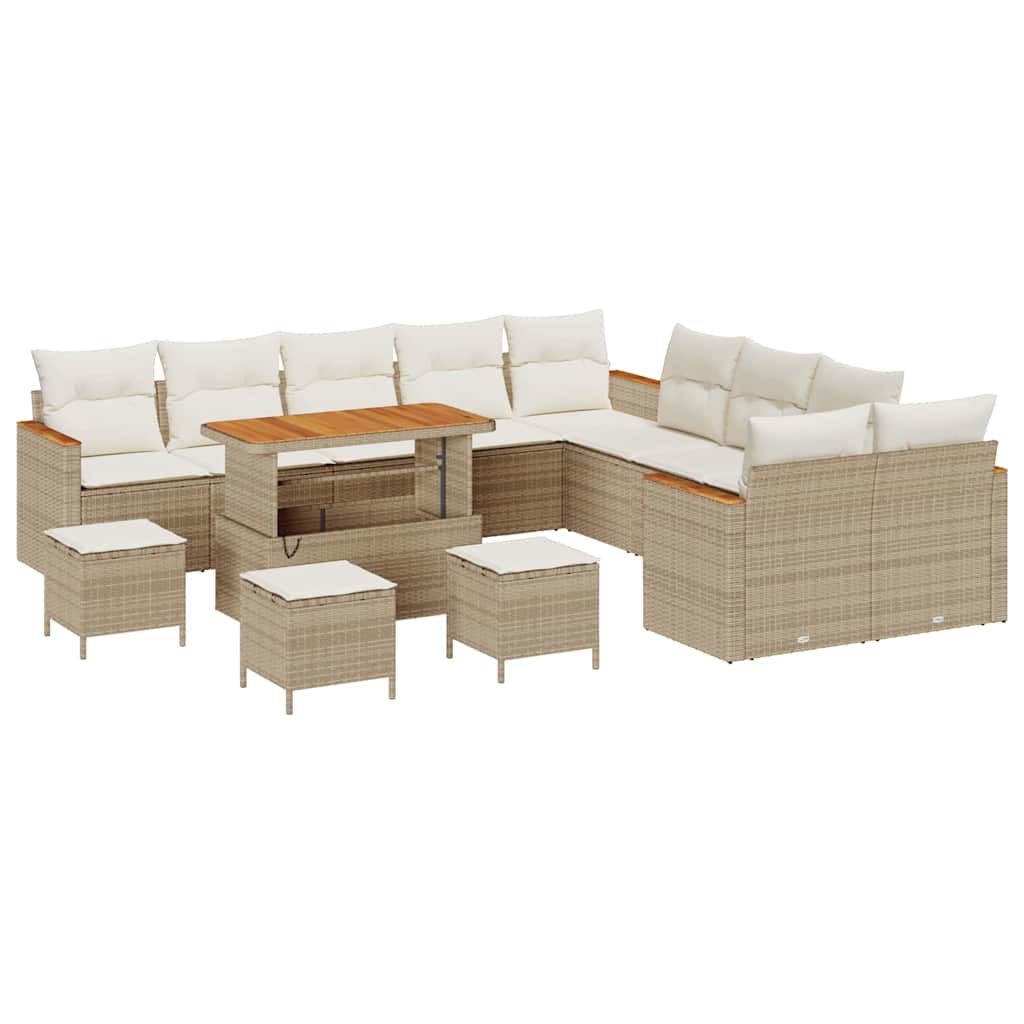 Set Divano da Giardino 18 pcs Beige e Crema polyrattan | homemem39