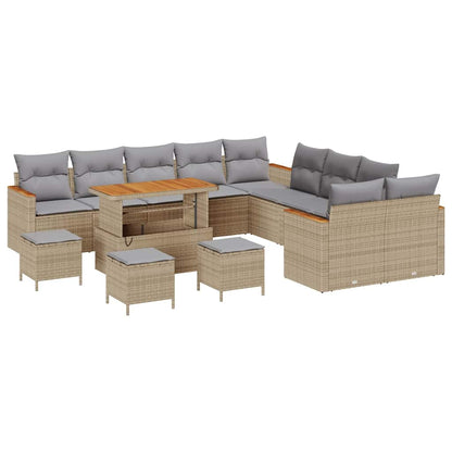 Set Divano da Giardino 18 pcs Beige e Grigio Chiaro polyrattan | homemem39