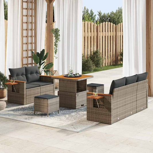 Set Divano da Giardino con cuscino 10 pcs Grigio polyrattan