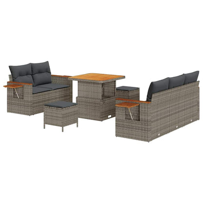 Set Divano da Giardino con cuscino 10 pcs Grigio polyrattan | homemem39
