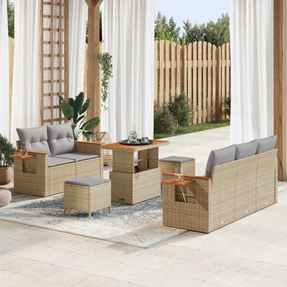 Set Divano da Giardino 10 pcs Beige e Grigio Chiaro polyrattan | homemem39