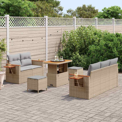 Set Divano da Giardino 10 pcs Beige e Grigio Chiaro polyrattan | homemem39