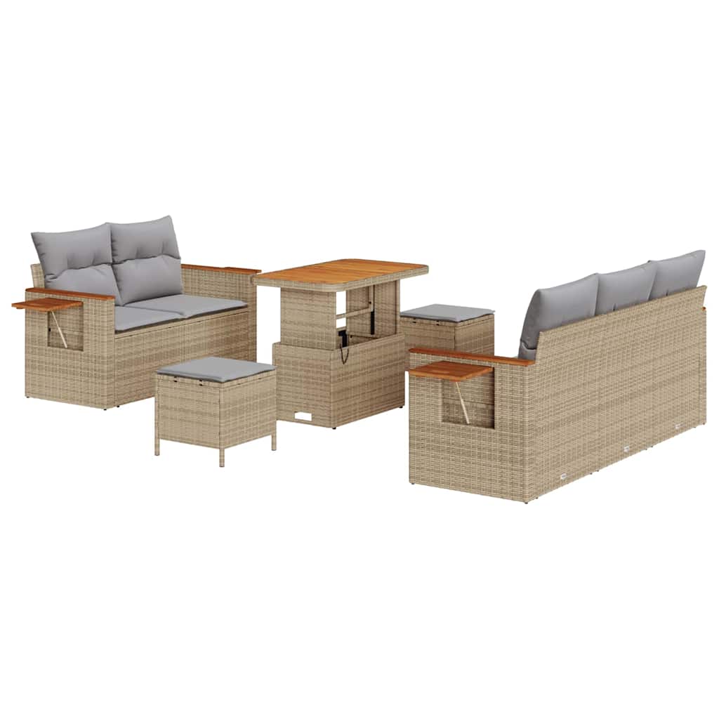 Set Divano da Giardino 10 pcs Beige e Grigio Chiaro polyrattan | homemem39
