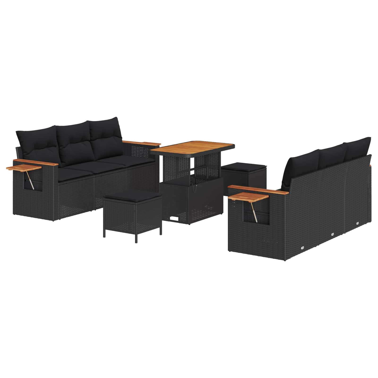 Set Divano da Giardino con cuscino 11 pcs Nero polyrattan | homemem39