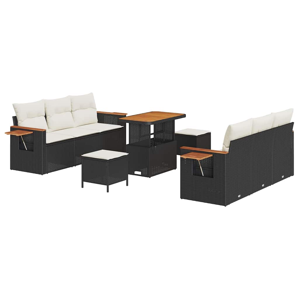 Set Divano da Giardino 11 pcs Nero e Crema polyrattan | homemem39