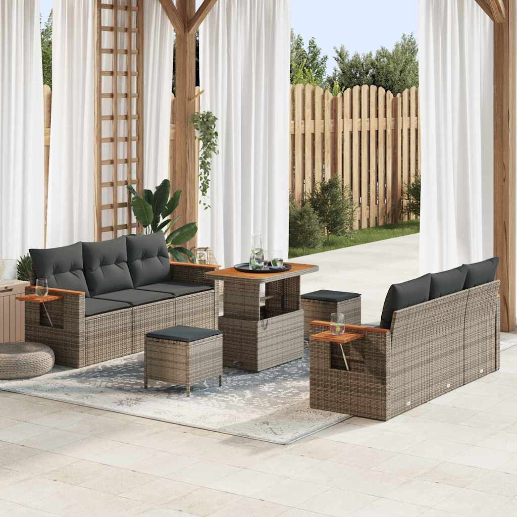 Set Divano da Giardino con cuscino 11 pcs Grigio polyrattan | homemem39