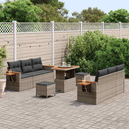 Set Divano da Giardino con cuscino 11 pcs Grigio polyrattan | homemem39