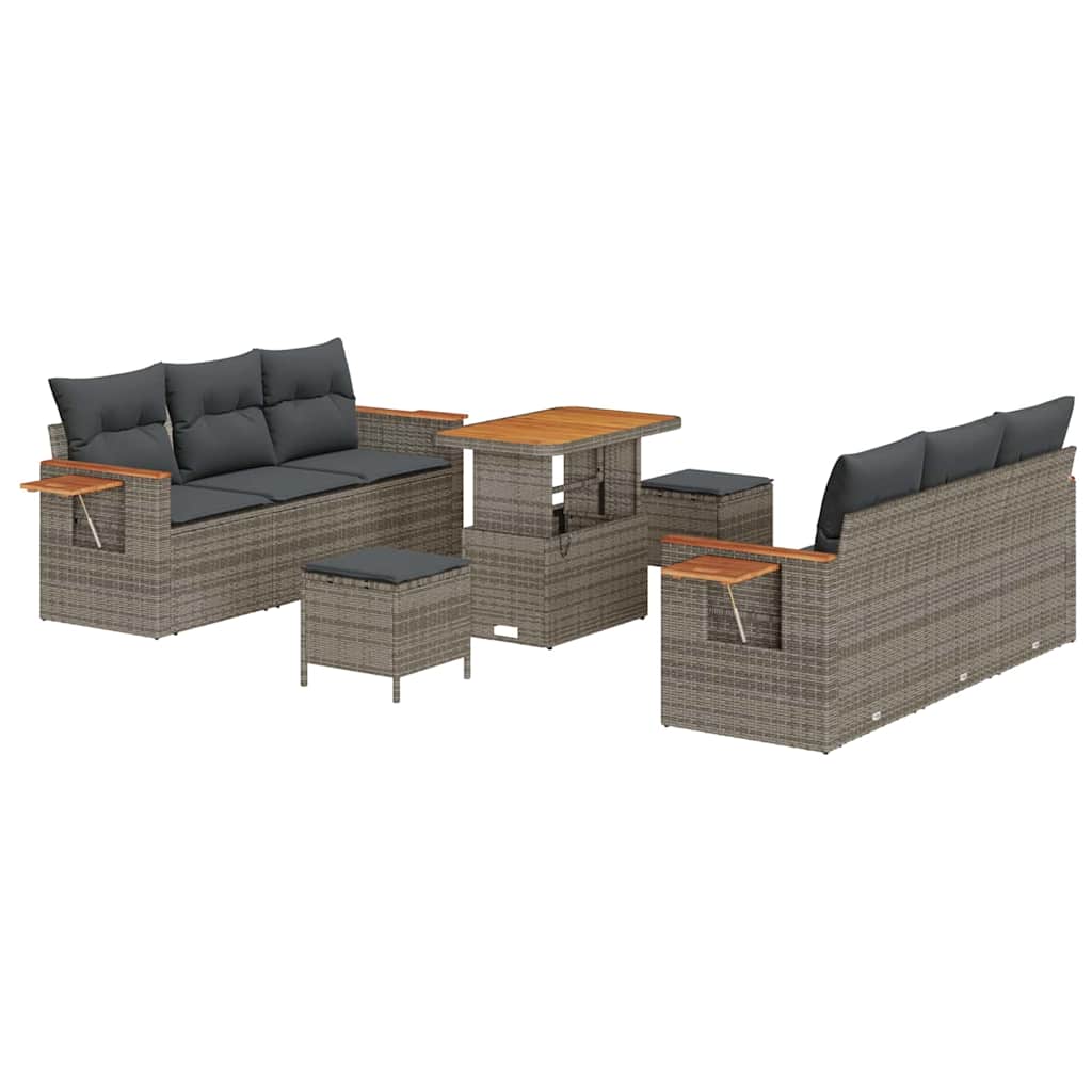 Set Divano da Giardino con cuscino 11 pcs Grigio polyrattan | homemem39