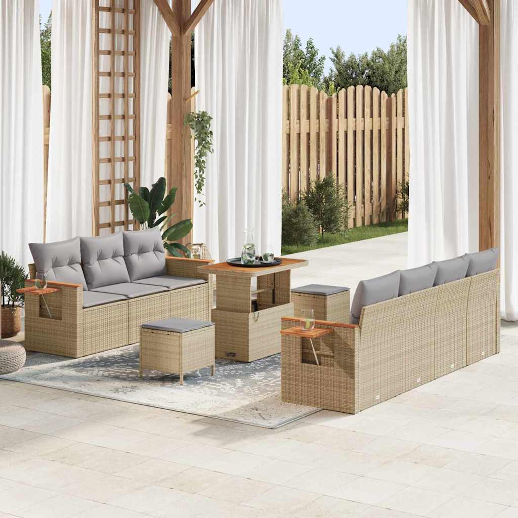 Set Divano da Giardino 13 pcs Beige e Grigio Chiaro polyrattan | homemem39