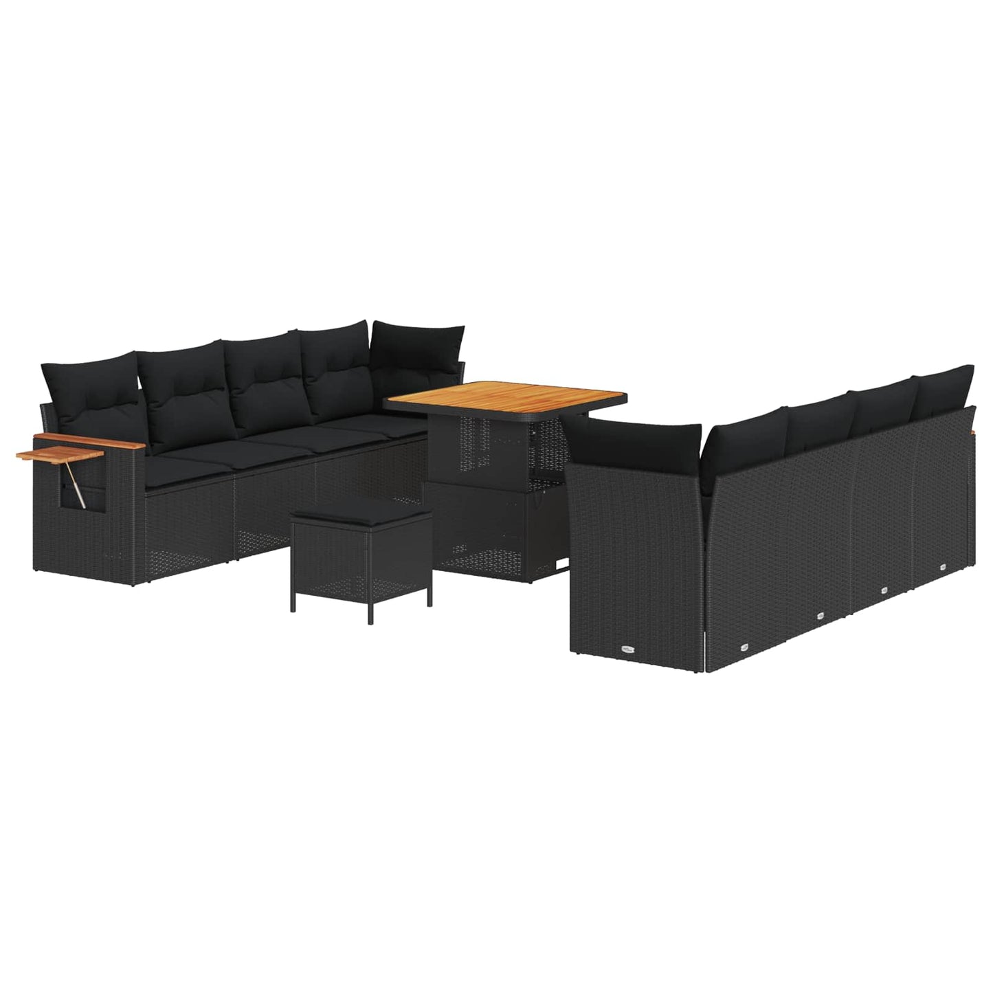 Set Divano da Giardino con cuscino 12 pcs Nero polyrattan | homemem39