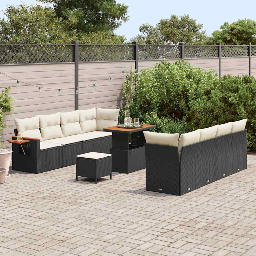 Set Divano da Giardino 12 pcs Nero e Crema polyrattan | homemem39
