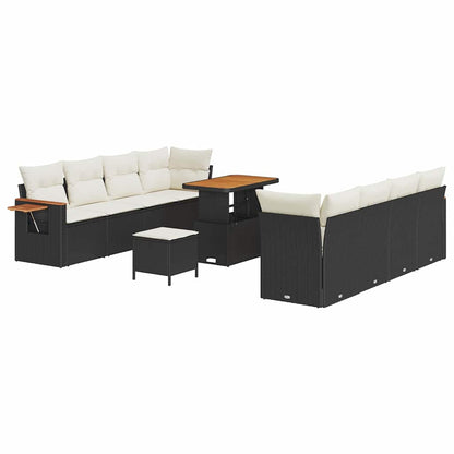 Set Divano da Giardino 12 pcs Nero e Crema polyrattan | homemem39