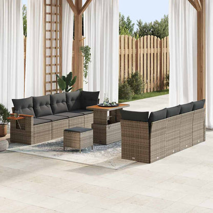 Set Divano da Giardino con cuscino 12 pcs Grigio polyrattan | homemem39