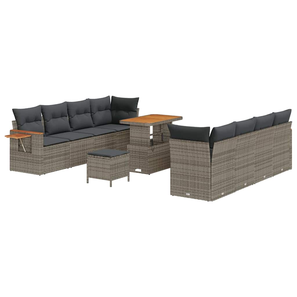 Set Divano da Giardino con cuscino 12 pcs Grigio polyrattan | homemem39