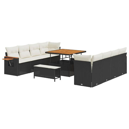 Set Divano da Giardino 12 pcs Nero e Crema polyrattan | homemem39