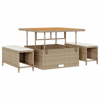 Set Divano da Giardino con cuscino 11 pcs Beige Poly Rattan