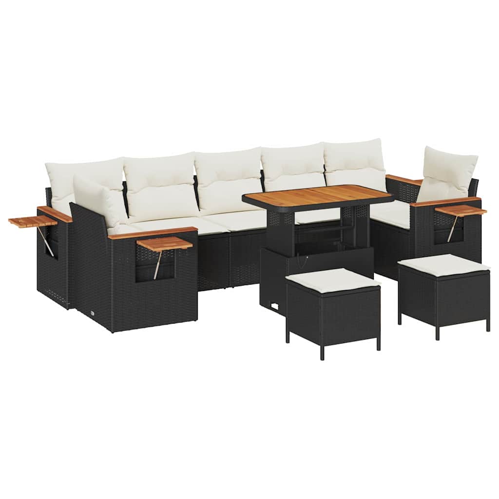 Set Divano da Giardino 13 pcs Nero e Crema polyrattan | homemem39