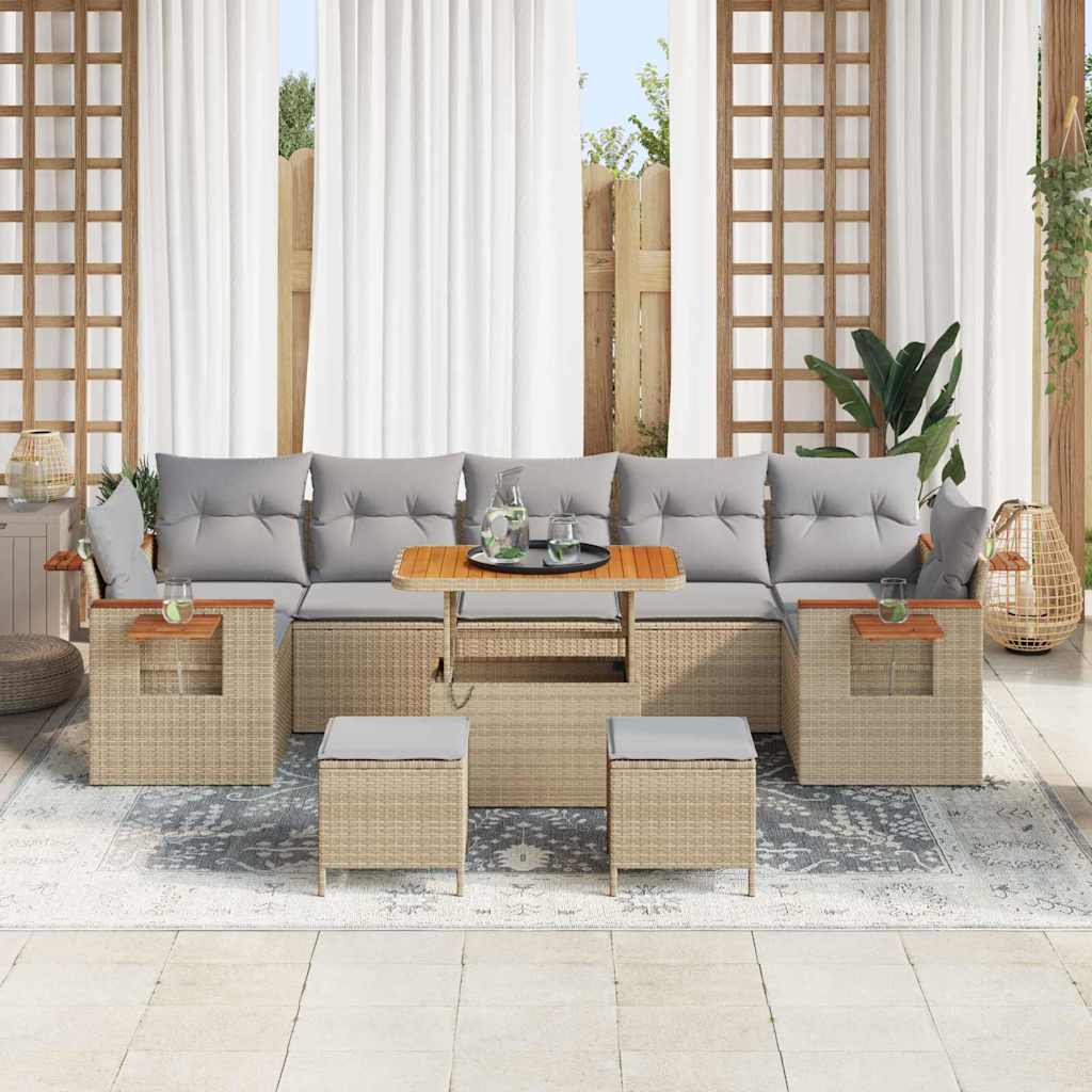 Set Divano da Giardino 13 pcs Beige e Grigio Chiaro polyrattan | homemem39