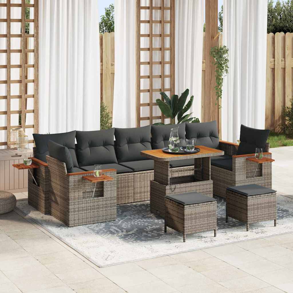 Set Divano da Giardino 10 pcs Grigio 90 x 55 x 71 cm