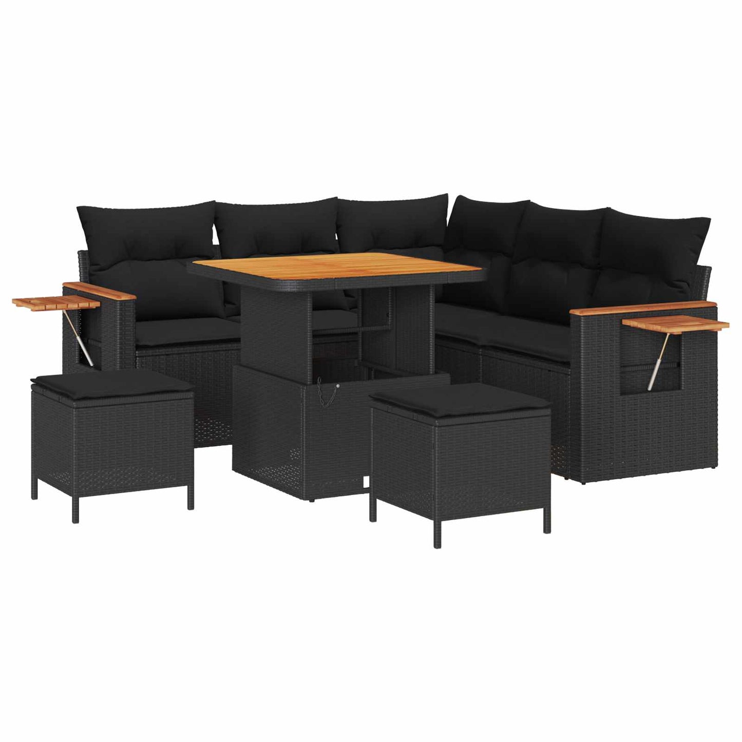 Set Divano da Giardino con cuscino 9 pcs Nero polyrattan | homemem39