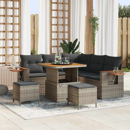 Set Divano da Giardino con cuscino 9 pcs Grigio polyrattan | homemem39