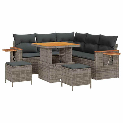 Set Divano da Giardino con cuscino 9 pcs Grigio polyrattan | homemem39