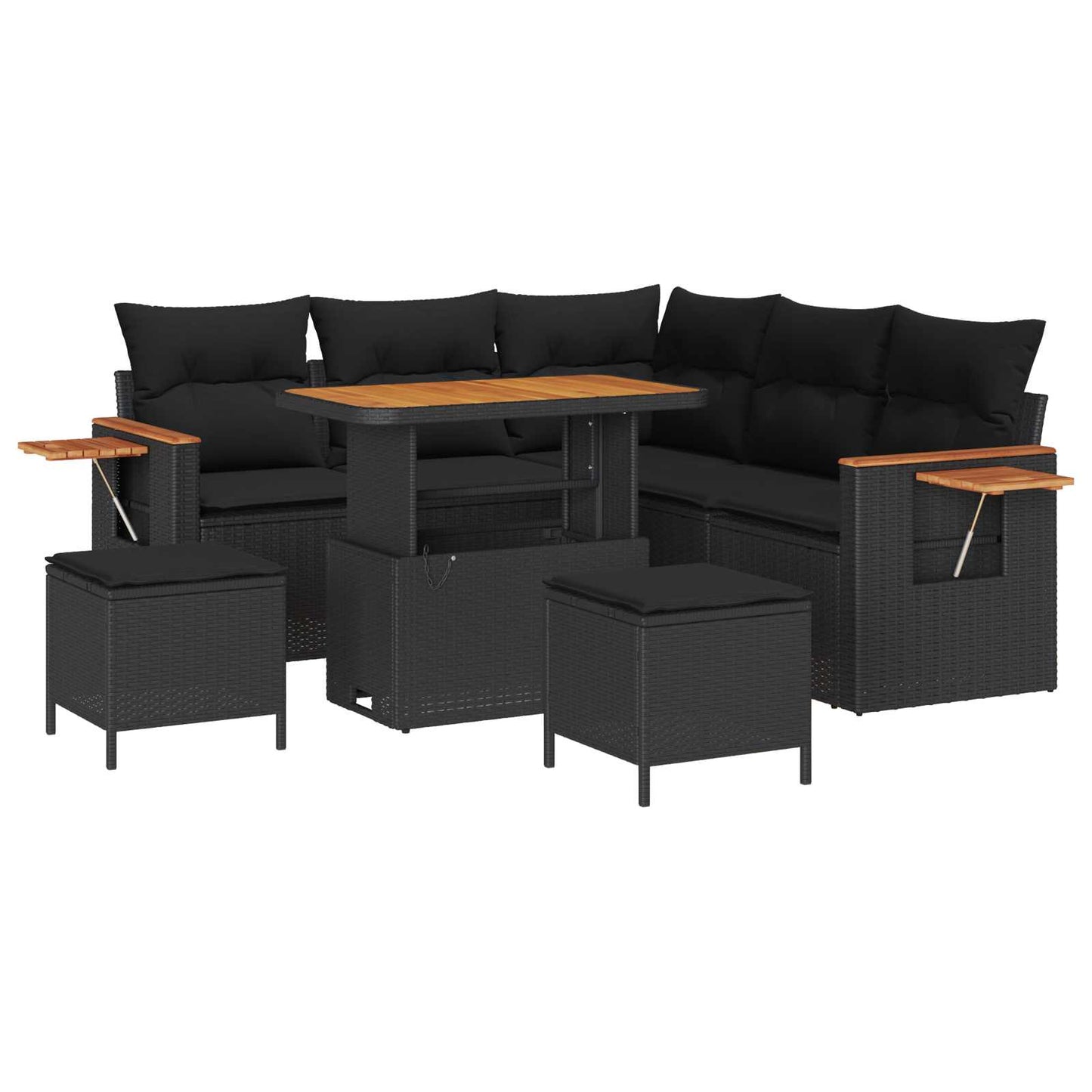 Set Divano da Giardino con cuscino 9 pcs Nero polyrattan | homemem39
