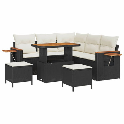Set Divano da Giardino 9 pcs Nero e Crema polyrattan | homemem39