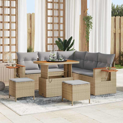 Set Divano da Giardino 9 pcs Beige e Grigio Chiaro polyrattan | homemem39