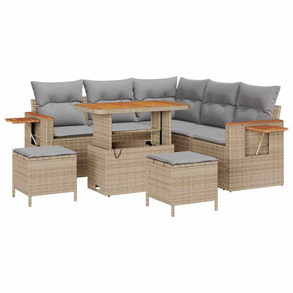 Set Divano da Giardino 9 pcs Beige e Grigio Chiaro polyrattan | homemem39