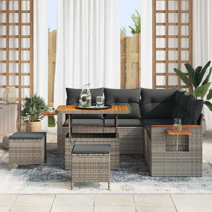 Set Divano da Giardino con cuscino Grigio Poly Rattan