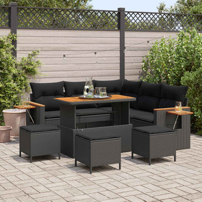 Set Divano da Giardino con cuscino 10 pcs Nero polyrattan | homemem39