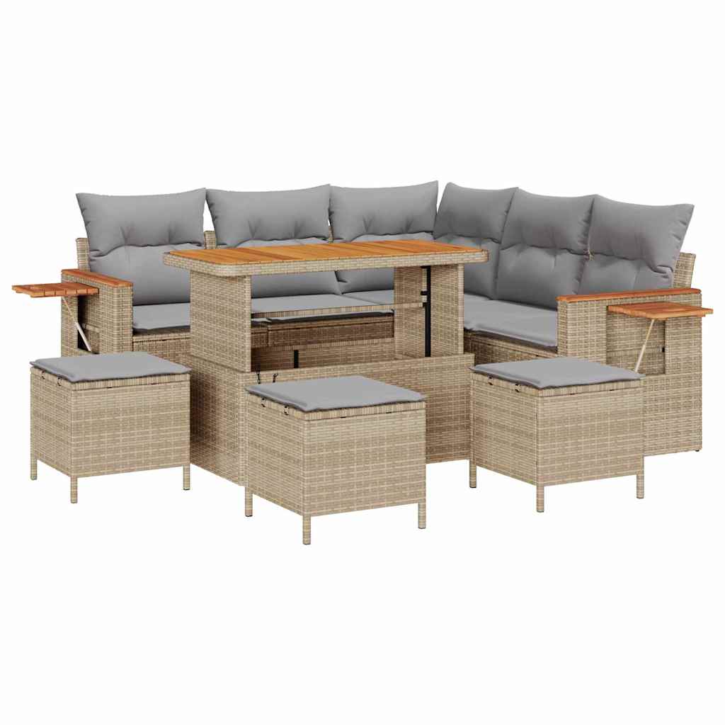 Set Divano da Giardino 10 pcs Beige e Grigio Chiaro polyrattan | homemem39