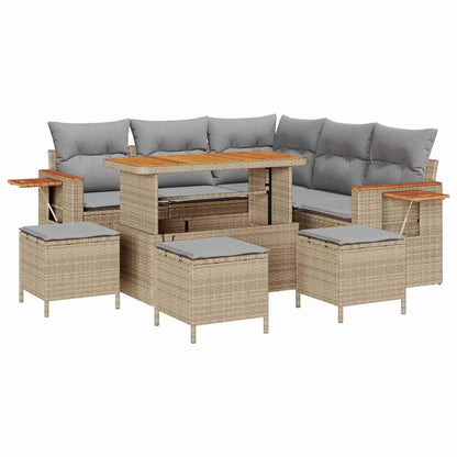 Set Divano da Giardino 10 pcs Beige e Grigio Chiaro polyrattan | homemem39