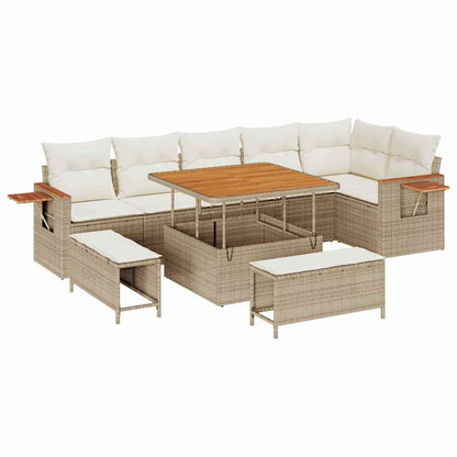 Set Divano da Giardino 11 pcs Beige e Crema polyrattan | homemem39