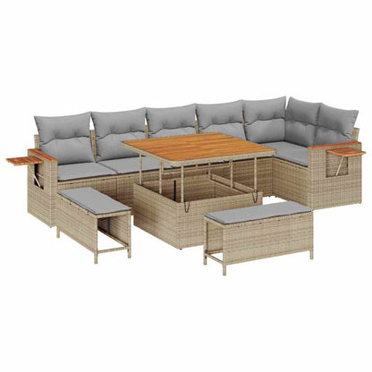 Set Divano da Giardino 11 pcs Beige e Grigio Chiaro polyrattan | homemem39