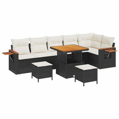Set Divano da Giardino 11 pcs Nero e Crema polyrattan | homemem39