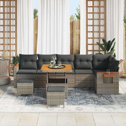 Set Divano da Giardino con cuscino 11 pcs Grigio polyrattan | homemem39