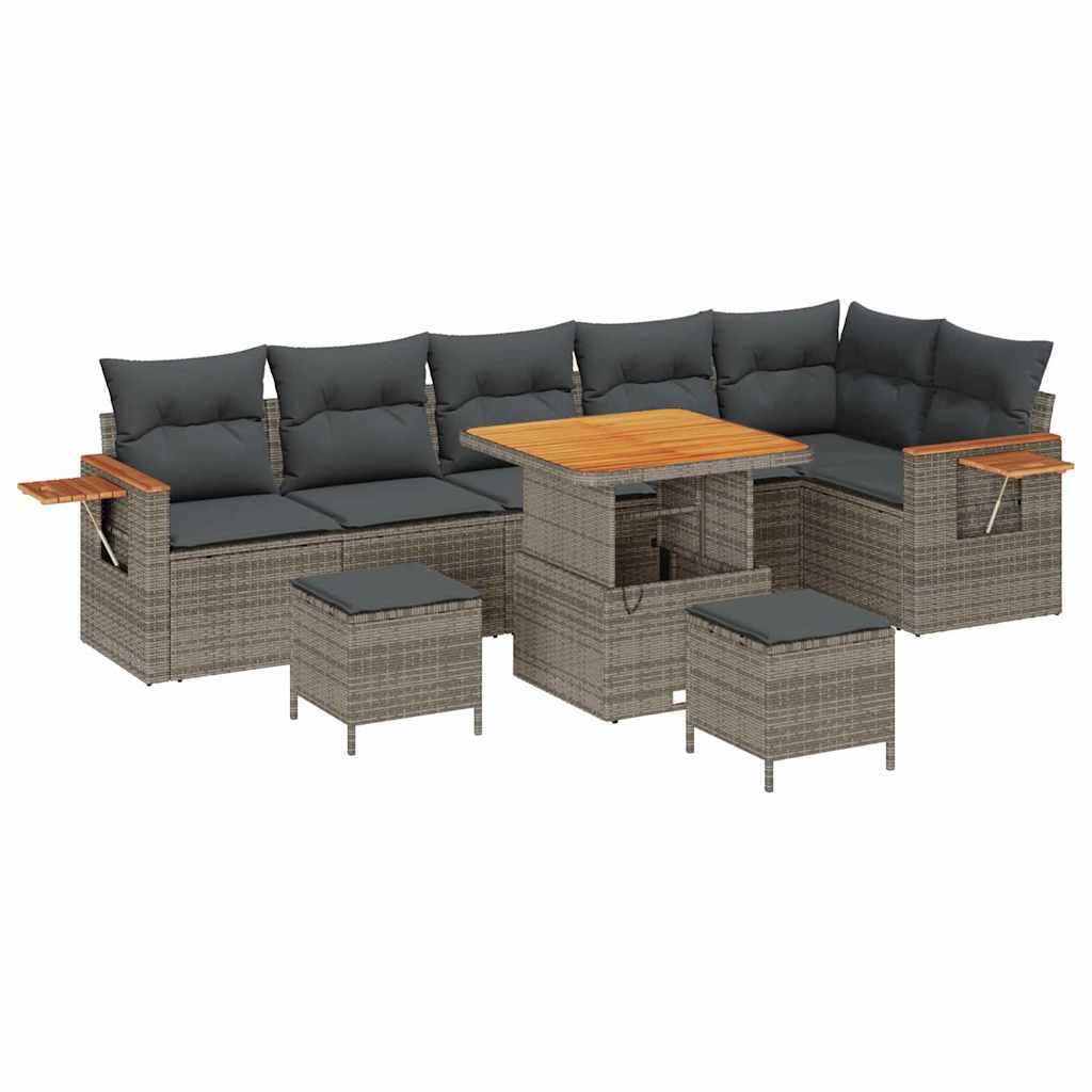 Set Divano da Giardino con cuscino 11 pcs Grigio polyrattan | homemem39