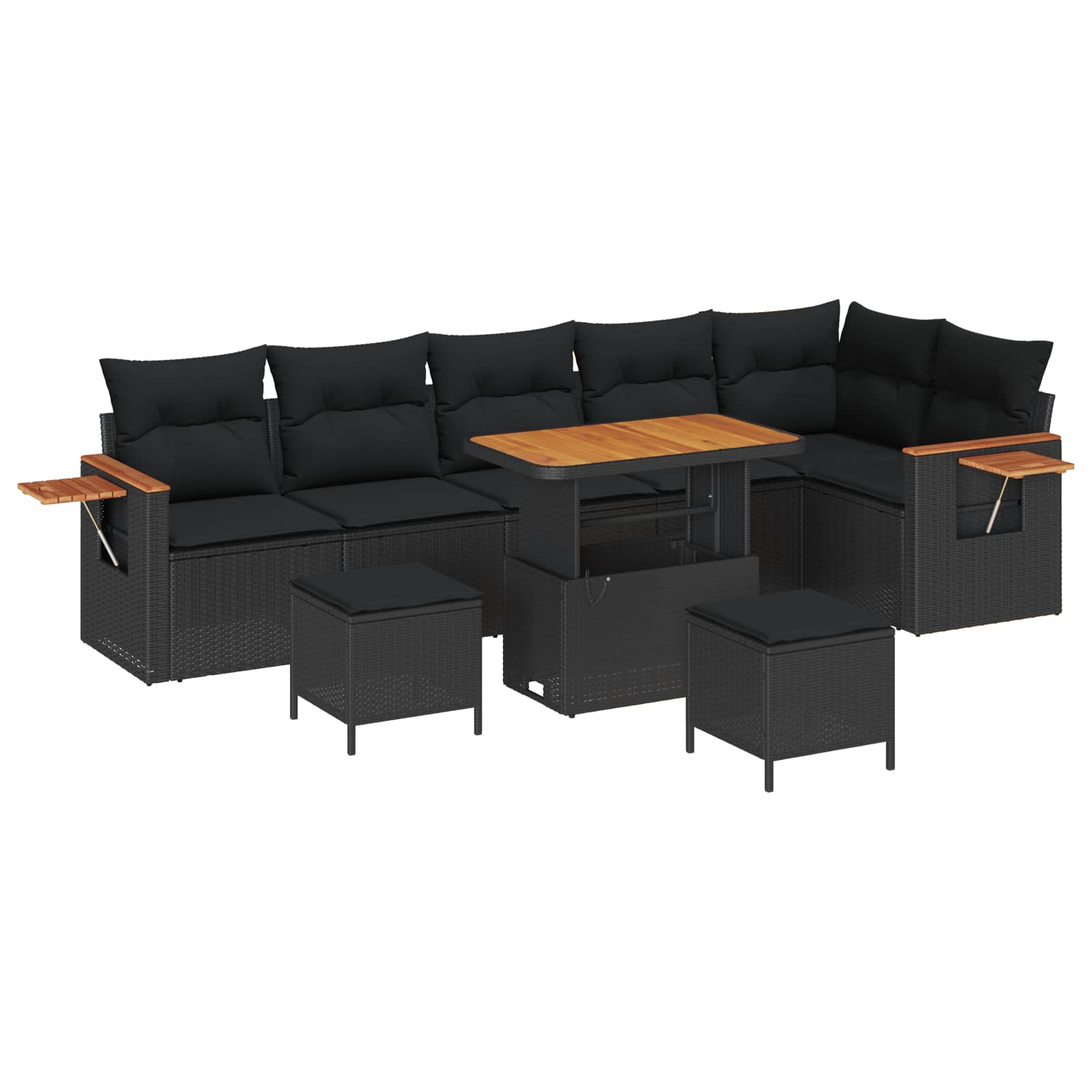 Set Divano da Giardino con cuscino 11 pcs Nero polyrattan | homemem39