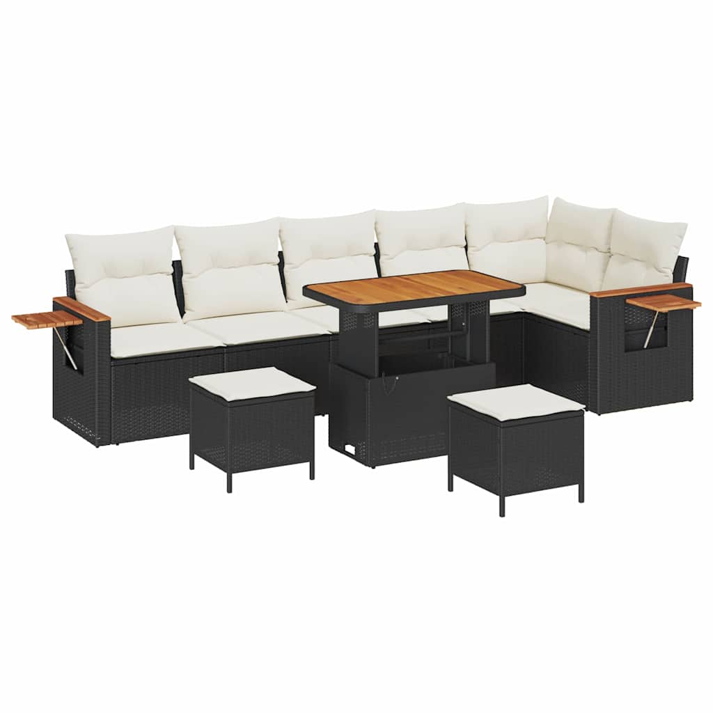 Set Divano da Giardino 11 pcs Nero e Crema polyrattan | homemem39